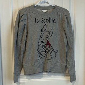 NWT Puff Sleeve Le Scottie Dog Charter Club Heather Grey Sweatshirt Petite Small
